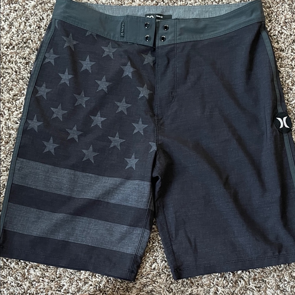 Hurley Black Star & Stripe Swim Trunks